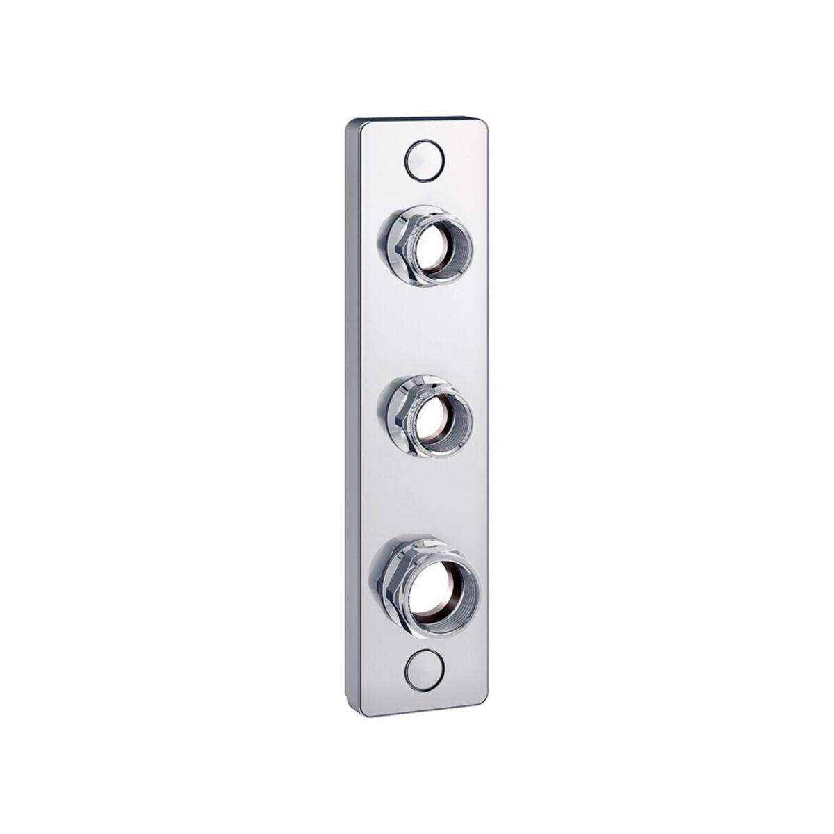 Väggbricka 3-håls 60cc A-Pex, Trio - TRIO VÄGGBRICKA 3-VÄGS G20+2X G15,60C/C,F.20-15 PLAST RÖR,BF