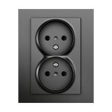 2-way wall socket for normal appliance box, ungrounded