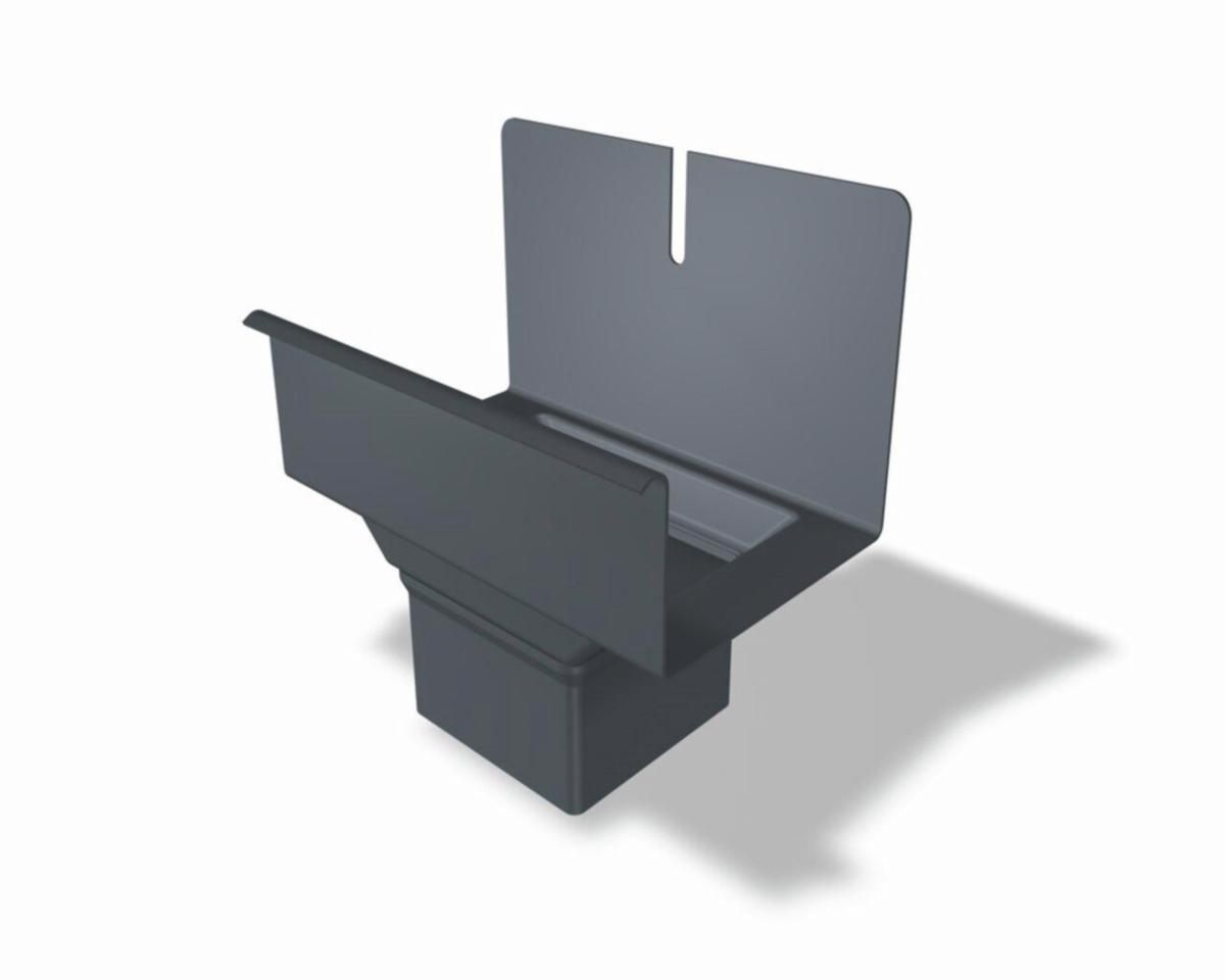 Kvadratisk omvikningskupa 100x100-125 Alu, Prefa - SQUARE DOWNPIPE OUTLET 333/100 19 P.10 DARK GREY