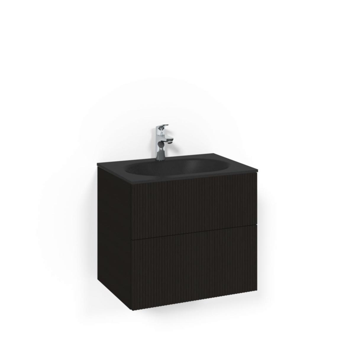 Tvättställsskåpspaket Crown Kommod 60x45 Svart Ek, Macro - MACRO TVÄTTSTÄLLSSKÅPSPAKET CROWN KOM 60X45 SV.EK LI MSG