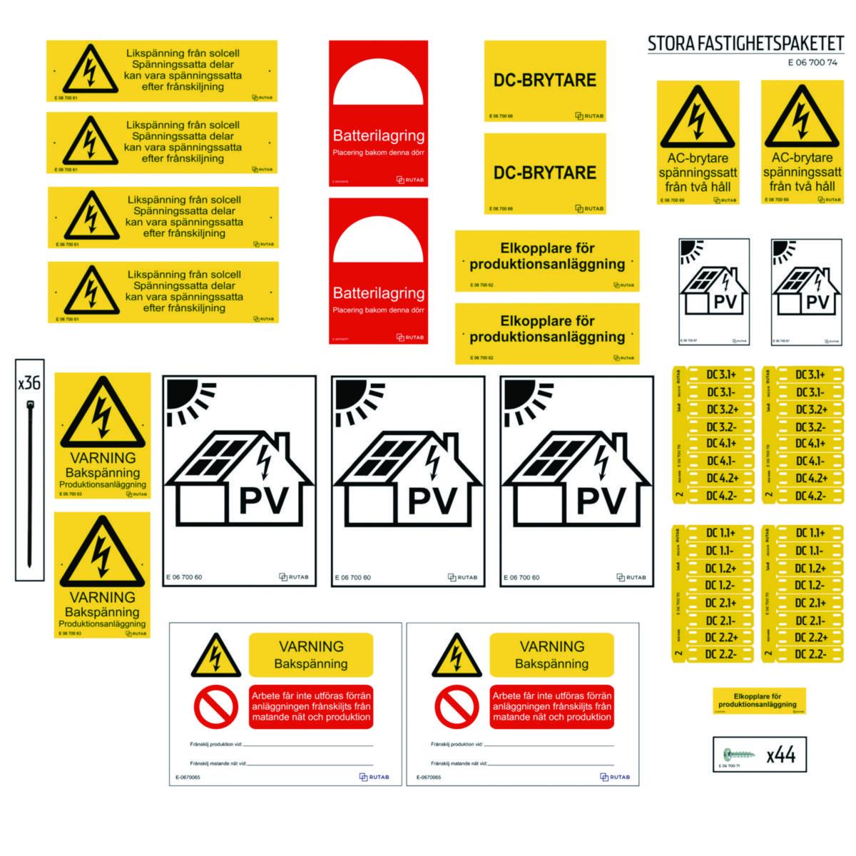 Märkning Kit solceller, för större fastighet - MÄRK-KIT SOLCELL STÖRRE FAST 
