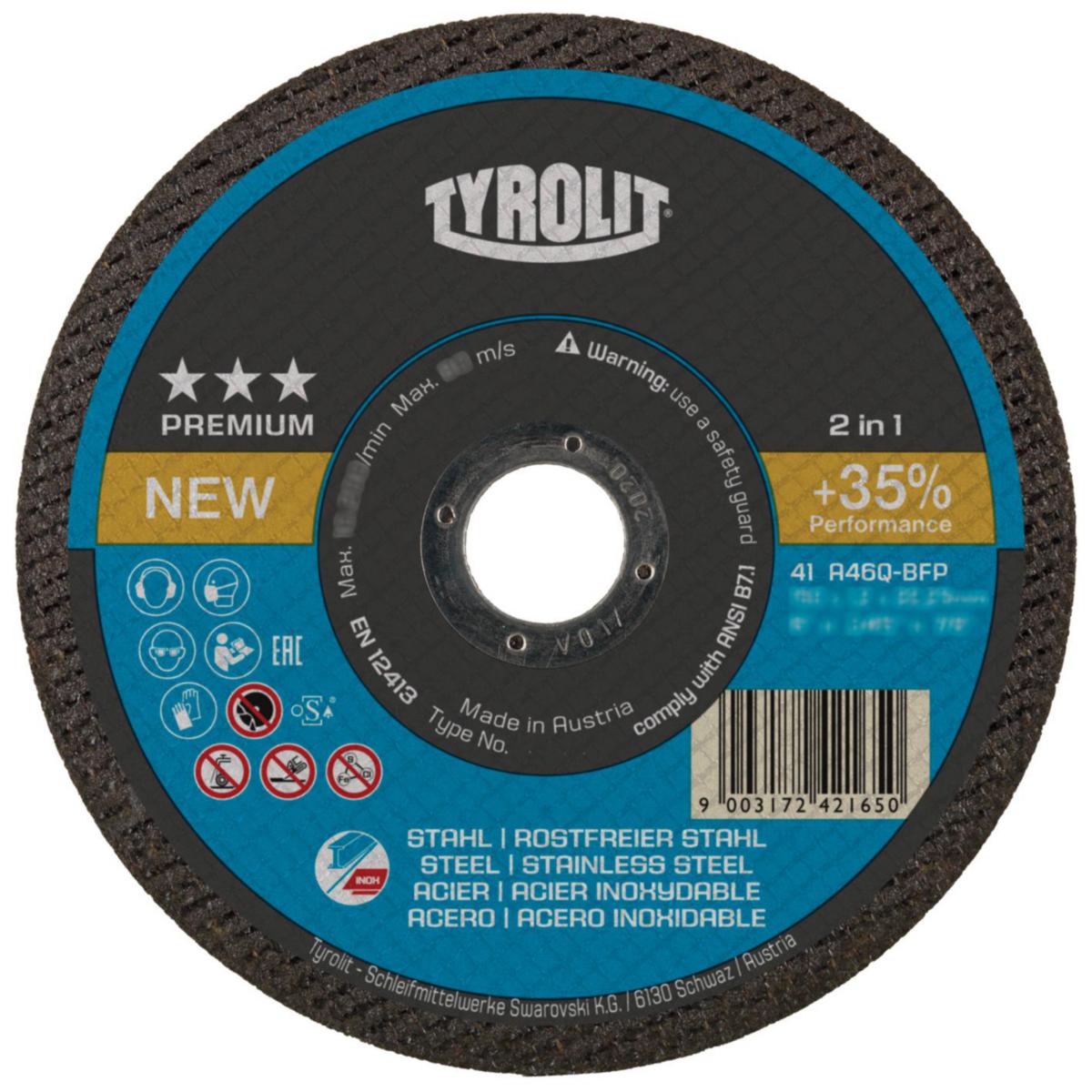 Cutting Disc Tyrolit Premium Super Thin 2in1 - CUTTING DISC TYROLIT PREMIUM 2IN1 178X1.6X22.23 A46Q-BFP 41