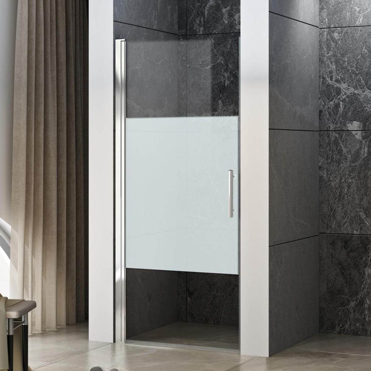 Shower wall Straight Imber II Chrome/Frosted glass, a-collection - IMBER II SHOWERWALL STRAIGHT CROME/FROST 90X195CM. A-COLL.