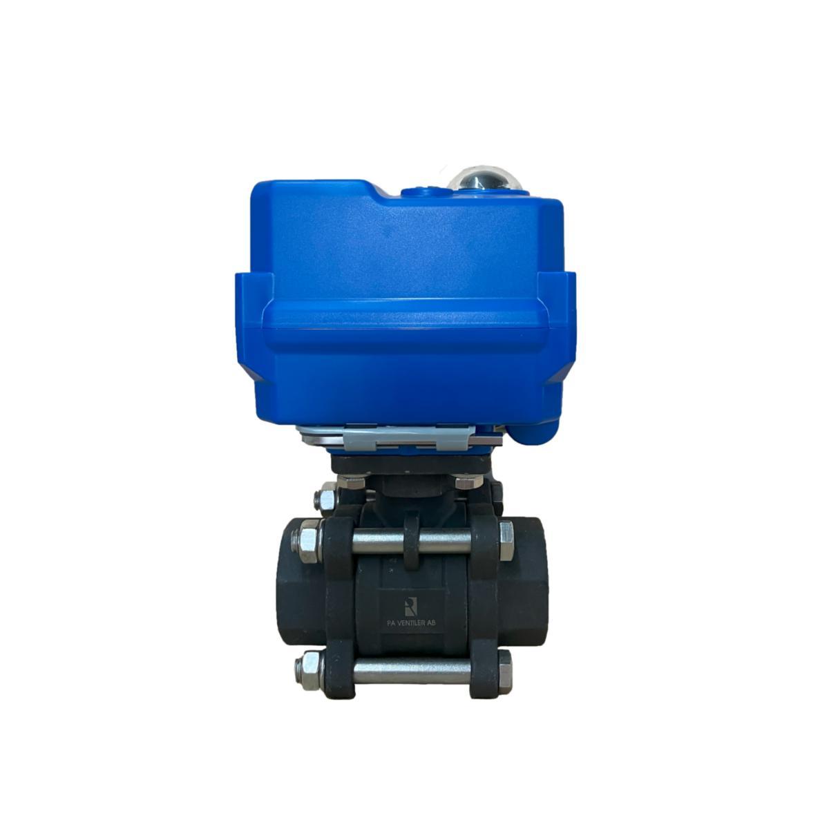 Elektrisk 3-delad kulventil i kolstål utförande Typ PA162 invändig gänga - KULVENTIL PA162 DN32 INV GG PN63 1.0619/PTFE TCR5 230V