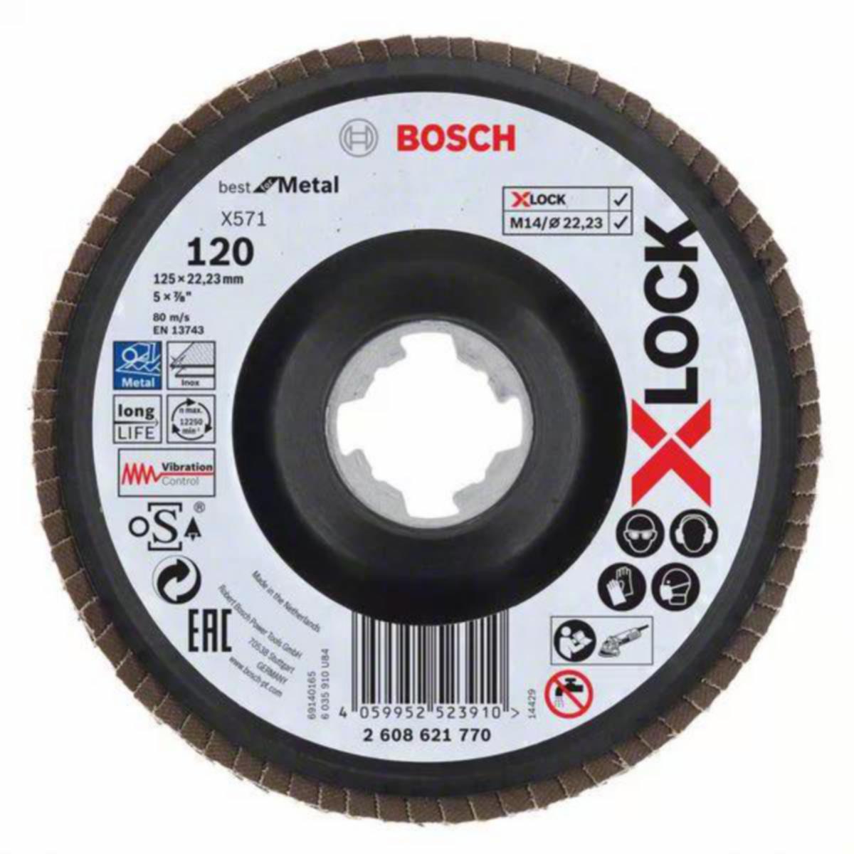 Lamellrondell Bosch X-Lock Vinklad - BOSCH LAMELLSLIPSKIVA 125 MM.G 120 M X-LOCK X571. VINKLAD