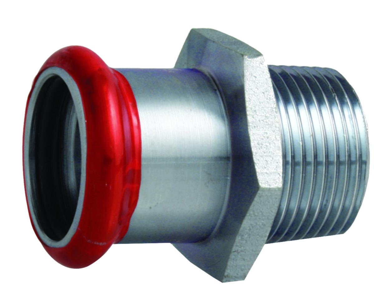 Transition sleeve with external thread type M, electroplated, A-press, a-collection - 35R25 ADAPTOR MALE THREAD A-PRESS M CARBON STEEL
