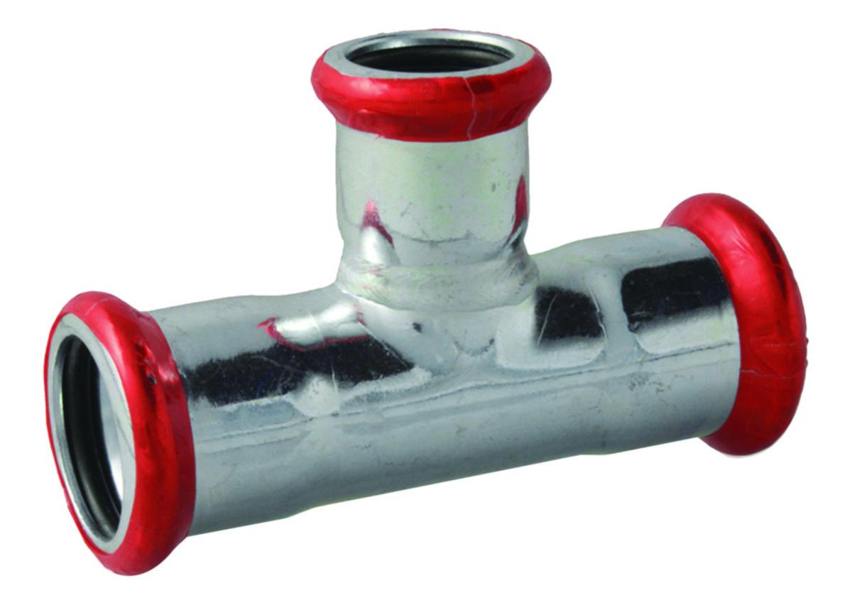 T-pipe type M, with reduced branch, galvanized, A-press, a-collection - M42-M18-M42 T-PIECE REDUCED