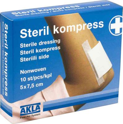 KOMPRESS AKLA 94010 STERIL 5x7.5CM 10-PACK