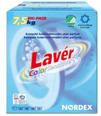 TVÄTTMEDEL NORDEX LAVÉR COLOR SENSITIVE 7,5KG SVANEN