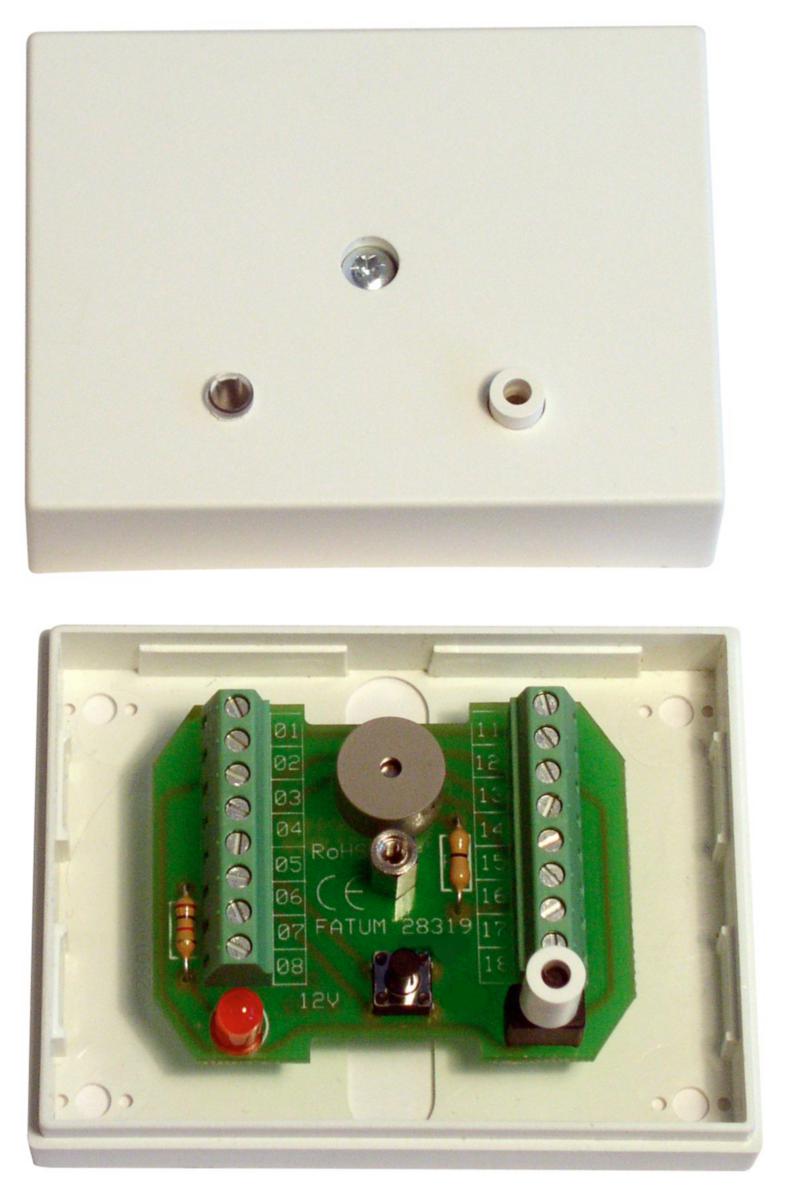 Återställningsbox med lysdiod, summer och sabotagekontakt - ÅTERSTÄLLNINGSBOX FATUM NINI 28319.03