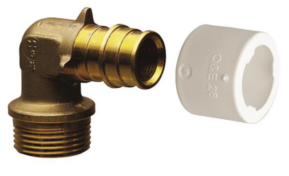 Angle fitting with external thread for coupling, Q&E, Uponor - UPONOR Q&E ELBOW ADAPTER MALE THREAD NKB DR 15-G1/2"MT