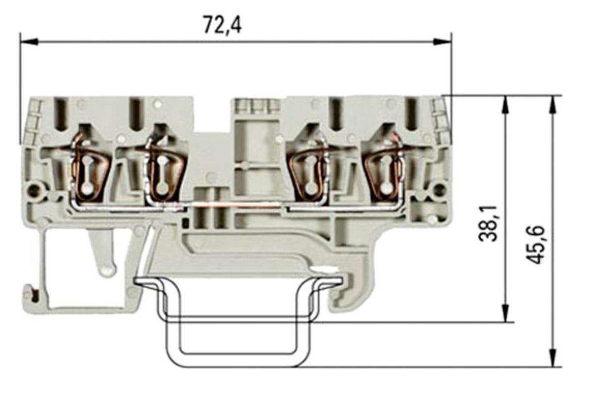 Dubbelplint 2+2 2,5 mm² - FJ PLINT WKFN 2.5D2/2/35 GRÅ WKFN 2.5D2/2/35