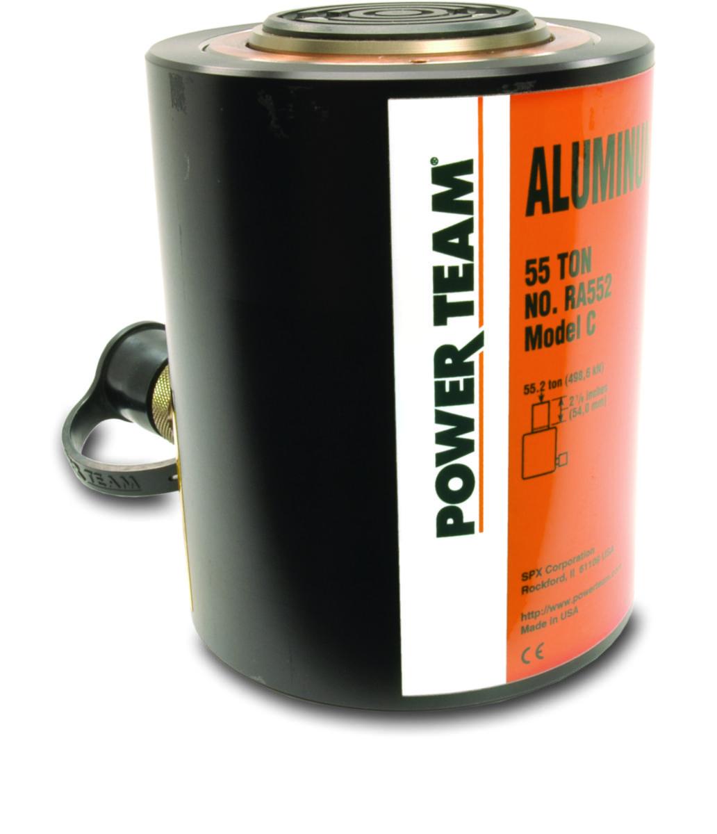 Enkelverkande Alu.tryckcylinder med fjäderretur SPX Power Team RA - TRYCKCYLINDER SPX RA556 ALU 50TON 156MM SLAG FJÄDERRETUR