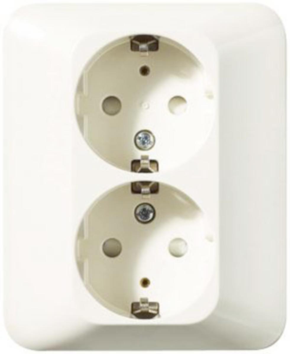 Vägguttag 2-vägs av termoplast 16A - UTTAG 2-VÄGS M.J. INF. P-VIT SNABBANSL