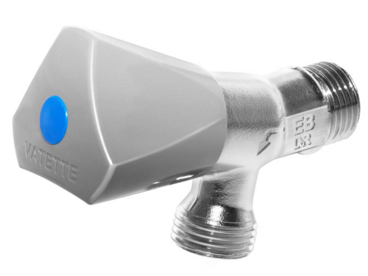 Tappventil kort, för vägg, med backventil - GBG TAPPVENTIL R15 BV KORT M.PLANADAPTER, EXKL SLANGKOPPL